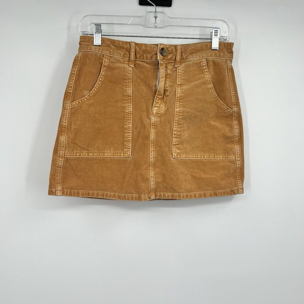 American Eagle Short Skirt Womens 4 Utility Corduroy Brown Festival Boho Hippie